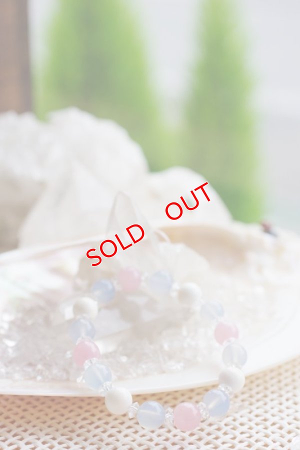 画像3: ディープローズクォーツ＆クィーンコンクシェル＆ブルーカルセドニー　ブレスレット